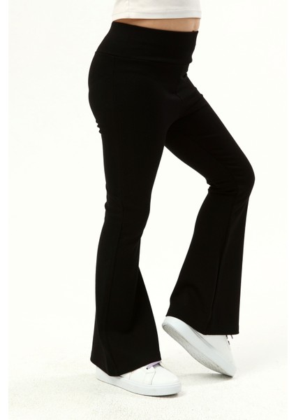 Kız Çocuk Siyah Yüksel Bel Ispanyol Paça Tayt Pantolon modelleri