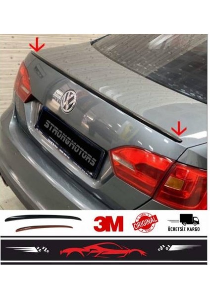 Spoiler Jetta Volkswagen 2012+BAGAJ Üzeri Çıta Spoiler Parlak Siyah Çift Taraflı Bantlı 120 cm