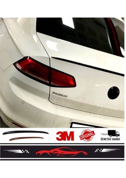 Spoiler Volkswagen Passat B8 - B8.5 Bagaj Üzeri Çıta -Pianoblack -Siyah + Çift Taraflı BANTLI-115 cm