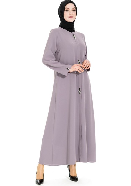 Yaprak Detaylı Gri Ferace 3487 modelleri