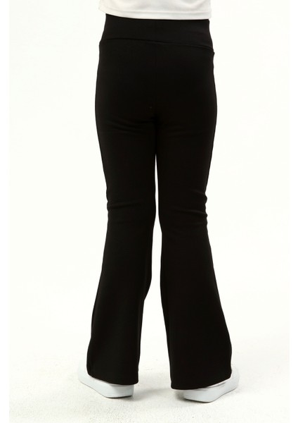 Kız Çocuk Siyah Yüksel Bel Ispanyol Paça Tayt Pantolon fırsatları