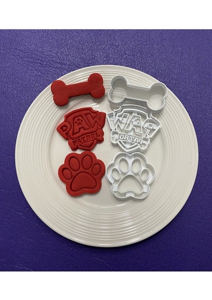 Mini Tasarım Atölyem Paw Patrol Logo-Pati-Kemik Kurabiye Kalıbı Seti