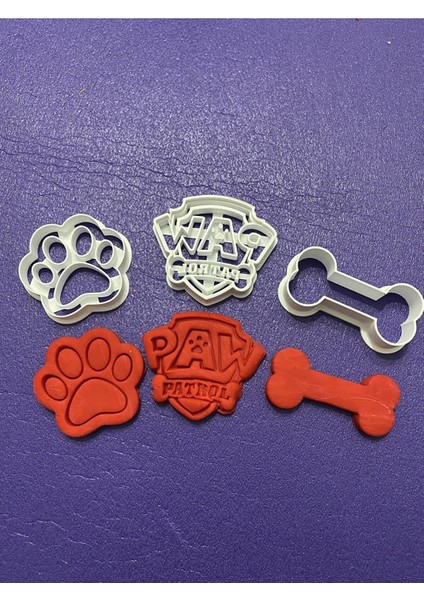 Mini Tasarım Atölyem Paw Patrol Logo-Pati-Kemik Kurabiye Kalıbı Seti