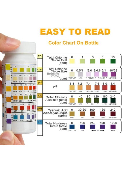 6 In1 Yüzme Havuzu Spa Test Şeritleri Klor Ph Alkalinite (Yurt Dışından)