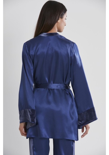 2040 Üçlü Kadife - Saten Pijama Takımı modelleri