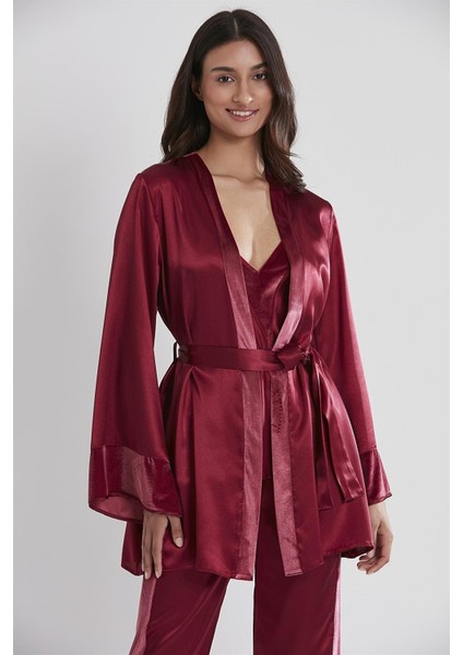 2040 Üçlü Kadife - Saten Pijama Takımı