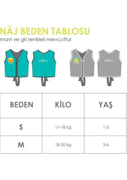 Naj Neoprene Yüzme Yeleği Mavi (3-6 Yaş)