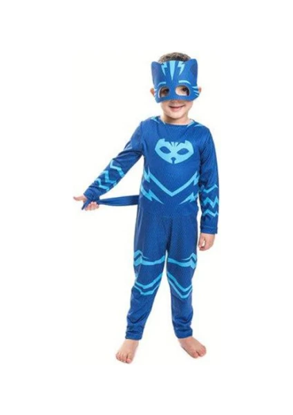 Pj Masks Pj Maskeliler Pj Mask Kostüm Pijamaskeliler Kedi Çocuk Kostüm - Catboy Tulum + Maskeli Set