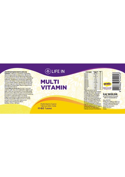 Lıfe In Multıvıtamın Tablet 20Gr