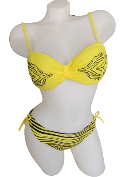 Kadın Balık Desenli Taş Işlemeli Bikini Takım