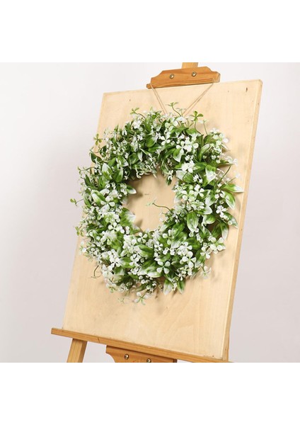 17.7 '' Yapay Çelenk, Ön Kapı Çelenk, Kapalı Açık Beyaz (Yurt Dışından)
