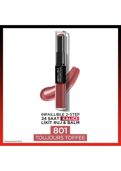 L'Oréal Paris Infaillible 2-Step 24 Saat Kalıcı Likit Ruj & Balm - 801 Toujours Toffee