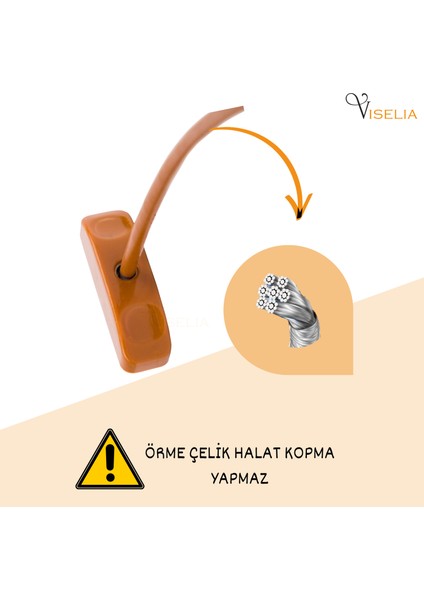 Açık Kahve Pencere Kilidi 3 Adet Halatlı Çocuk Güvenlik Emniyet Hırsız Kapı Bebek Kilidi