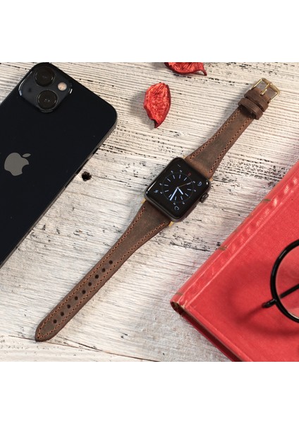 Apple Watch Uyumlu Kadın Crazy Deri Kordon 38 40 41 mm