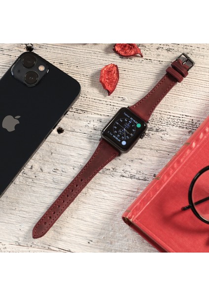Apple Watch Uyumlu Kadın Crazy Deri Kordon 38 40 41 mm