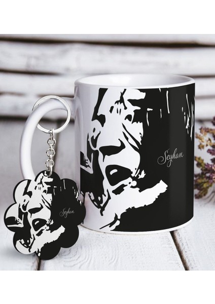 Kişiye Özel The Beatles John Lennon Beyaz Kupa ve Anahtarlık Hediye Seti
