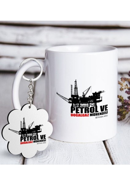 Kişiye Özel Mesleki Petrol ve Doğalgaz Mühendisi Beyaz Kupa ve Anahtarlık Hediye Seti