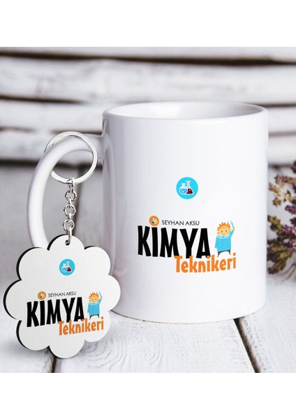 Kişiye Özel Mesleki Kimya Teknikeri Beyaz Kupa ve Anahtarlık Hediye Seti-2