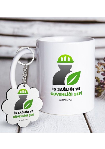 Kişiye Özel Mesleki Iş Sağlığı ve Güvenliği Şefi Beyaz Kupa ve Anahtarlık Hediye Seti-2