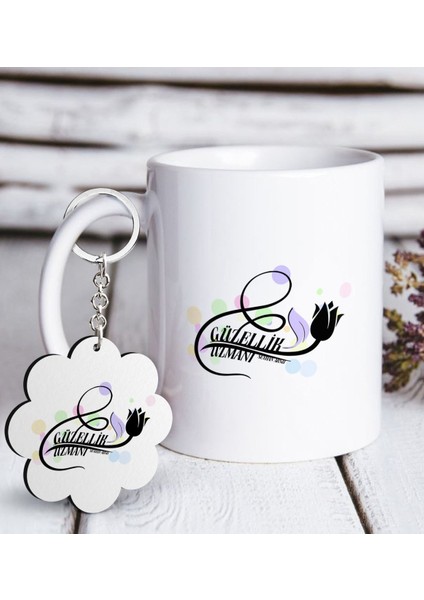 Kişiye Özel Mesleki Güzellik Uzmanı Beyaz Kupa ve Anahtarlık Hediye Seti-1