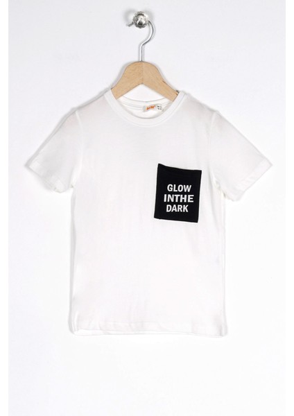 Erkek Çocuk Glow In The Dark Cep Baskılı Tshirt 5-12 Yaş