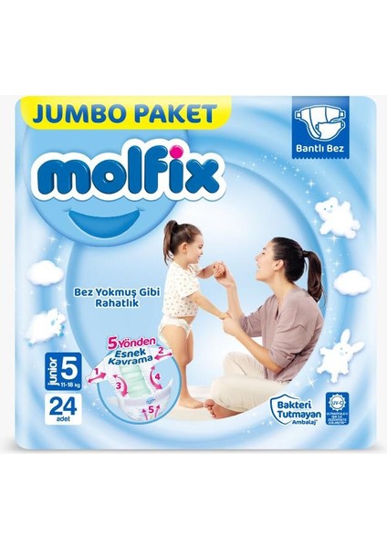 3D Bebek Bezi 5 Beden 11-18 kg 24'lü (Junior Jumbo)