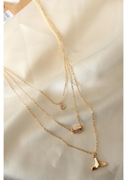 Balık Figürlü Zirkon Taş Detay Çoklu Kolye fiyatları