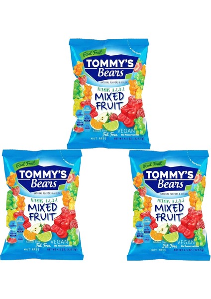 Tommy's Bears Karışık Meyveli Yumuşak Şeker 127.5 gr x 3 Adet