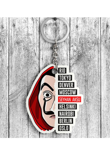Kişiye Özel La Casa De Papel Ahşap Anahtarlık - 10