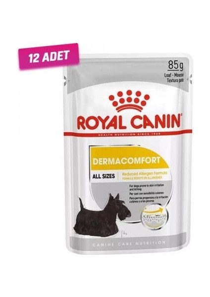 12 Adet - Royal Canin Mini Dermacomfort Pouch Konserve Köpek Maması 85 gr
