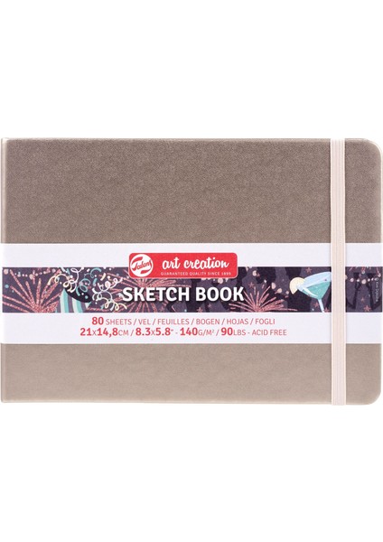 Sketchbook Sert Kapak Eskiz Çizim Defteri 15X21 Cm. 140 Gr. 80 Yp. Metalik Şampanya