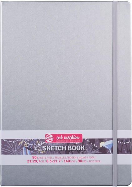 Sketchbook Sert Kapak Eskiz Çizim Defteri 21X30 Cm. 140 Gr. 80 Yp. Metalik Gümüş