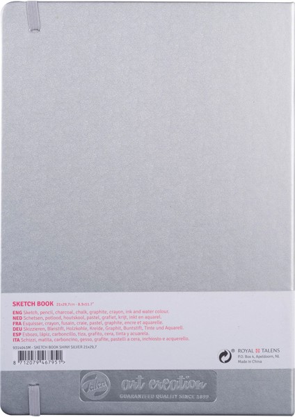 Sketchbook Sert Kapak Eskiz Çizim Defteri 21X30 Cm. 140 Gr. 80 Yp. Metalik Gümüş