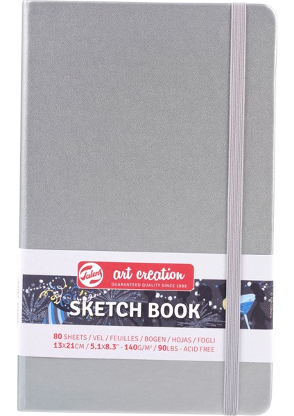 Sketchbook Sert Kapak Eskiz Çizim Defteri 13X21 Cm. 140 Gr. 80 Yp. Metalik Gümüş