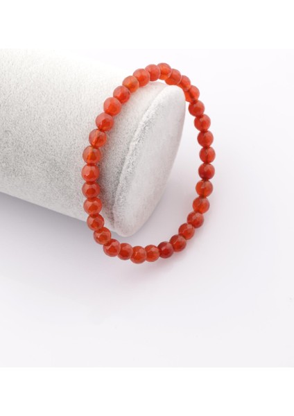 Akik Doğal Taş Bileklik 6 mm Fasetli Küre Kesim