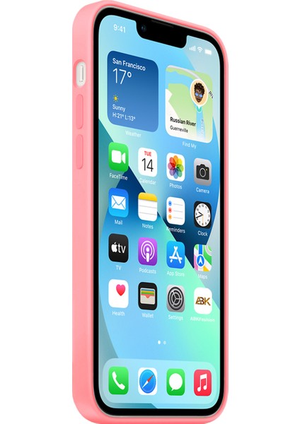 Apple iPhone 13 Silikon Kılıf Logolu Lansman Kılıf - Açık Pembe