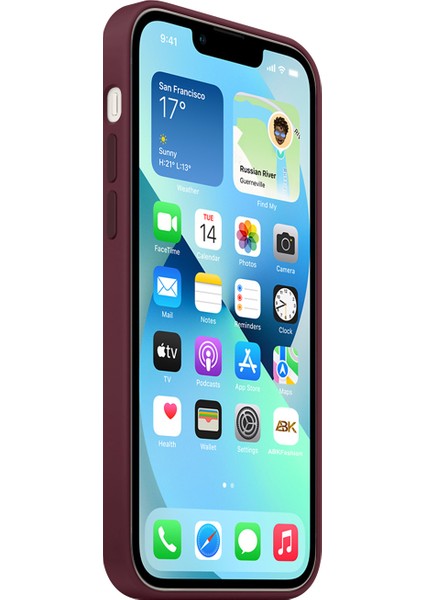 Apple iPhone 13 Silikon Kılıf Logolu Lansman Kılıf -Bordo