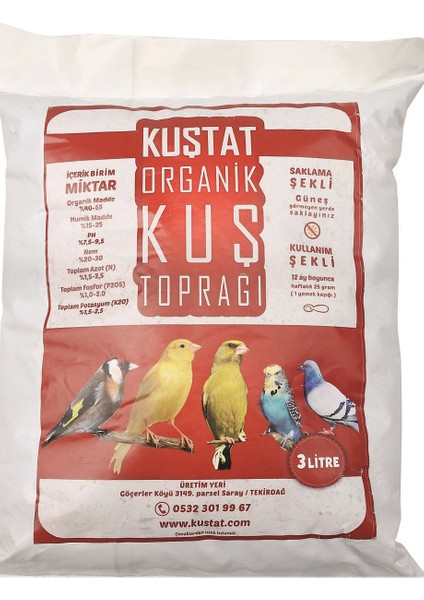 Organik Kuş Toprak 3 Litre