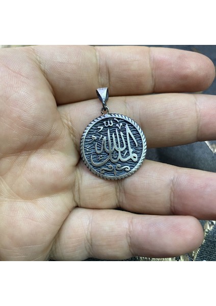 925 Ayar Gümüş Mülkü Allah Yazılı Kolye Ucu