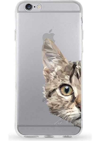 Apple iPhone 6 Plus Uyumlu Kapak Catface Tasarımlı Şeffaf Silikon Kılıf