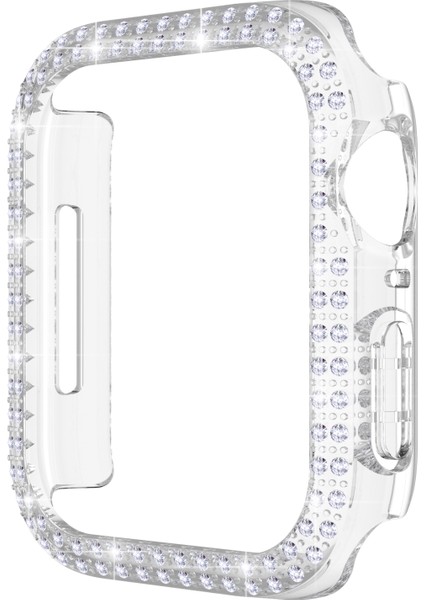 Çift Sıra Pırlanta Pc Apple Watch Uyumlu Series 7 41MM Şeffaf (Yurt Dışından)