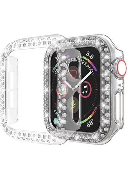 Çift Sıra Pırlanta Pc Apple Watch Uyumlu Series 7 41MM Şeffaf (Yurt Dışından)