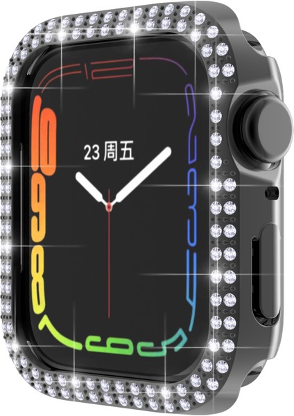 Çift Sıra Pırlanta Pc Apple Watch Uyumlu Series 7 41MM Siyah (Yurt Dışından) modelleri