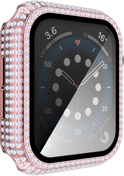 Pırlanta Pc + Temperli Cam Watch Uyumlu Kılıf Apple Watch Uyumlu Series 6 Se 5 4 40MM Pembe (Yurt Dışından) modelleri