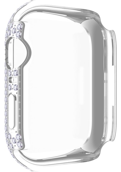 Pırlanta Pc + Temperli Cam Saat Kılıf Apple Watch Uyumlu Series 7 41MM Gümüş (Yurt Dışından) modelleri