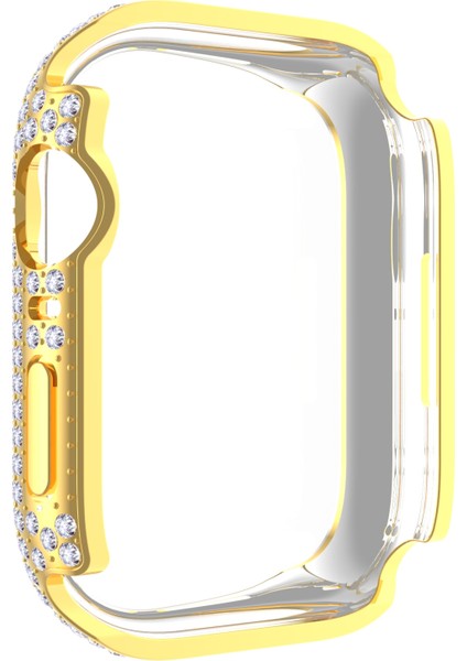 Pırlanta Pc + Temperli Cam Watch Uyumlu Kılıf Apple Watch Uyumlu Series 7 41MM Altın (Yurt Dışından) modelleri