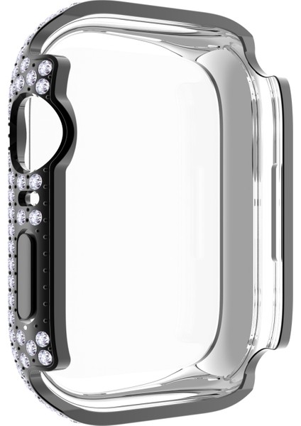 Pırlanta Pc + Temperli Cam Watch Uyumlu Kılıf Apple Watch Uyumlu Series 7 41MM Siyah (Yurt Dışından) modelleri