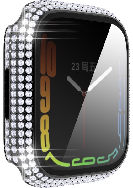 Pırlanta Pc + Temperli Cam Watch Uyumlu Kılıf Apple Watch Uyumlu Series 7 41MM Siyah (Yurt Dışından) fırsatları