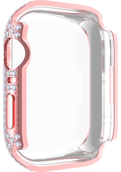 Pırlanta Pc + Temperli Cam Watch Uyumlu Kılıf Apple Watch Uyumlu Series 7 41MM Pembe (Yurt Dışından) modelleri