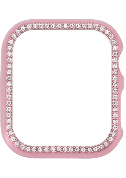 Metal Pırlanta Koruyucu Watch Uyumlu Kılıf Apple Watch Uyumlu Series 7 6 Se 5 4 44MM Pembe (Yurt Dışından)